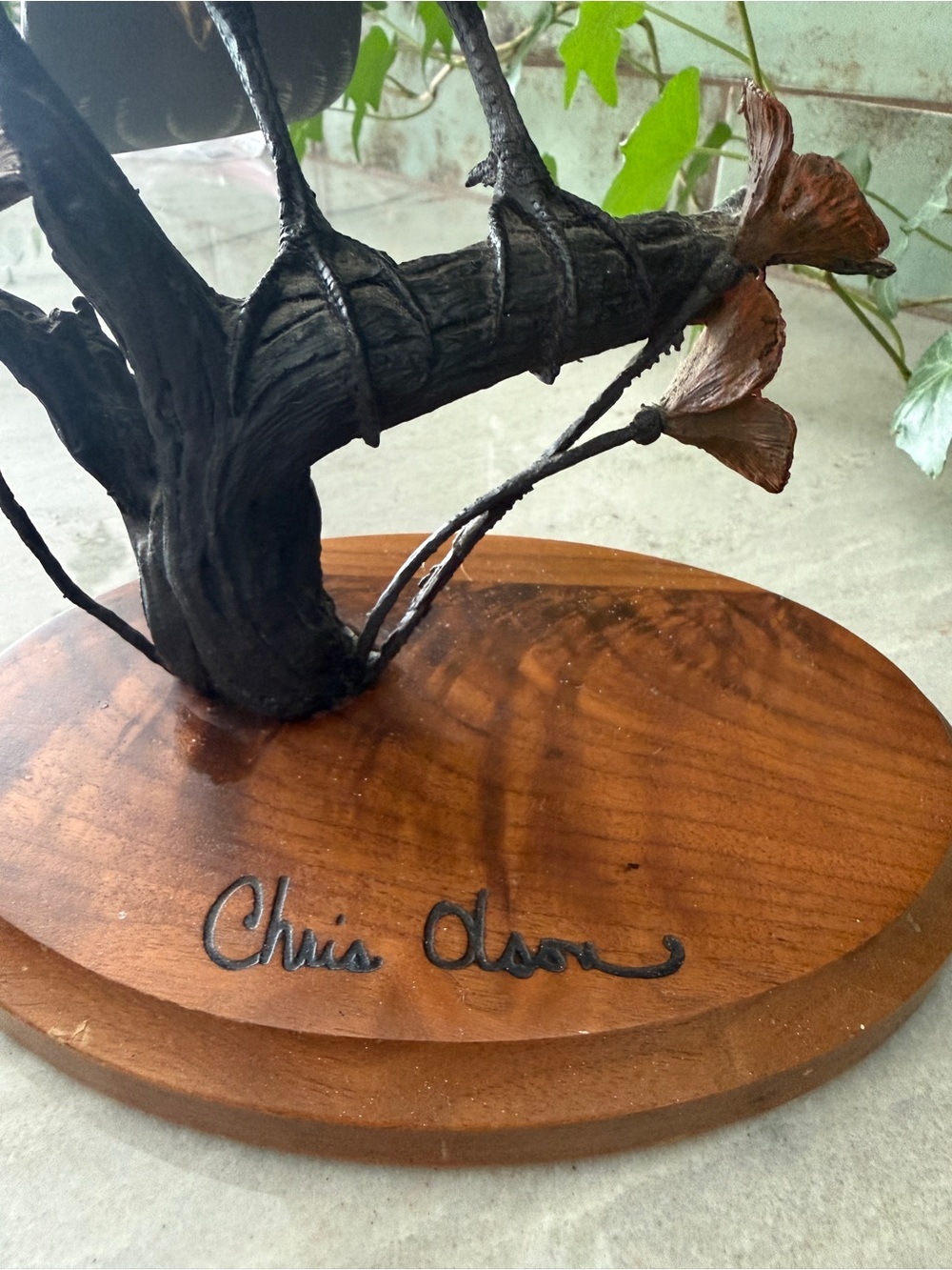 Vintage Chris Olson Hand Carved Wood California Quail Sculpture Signed Wildlife - Picture 5 of 13